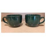 Pair of Pier One Green Soup Mugs