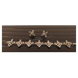 Vintage Sterling Bracelet and Clip on Earring Set