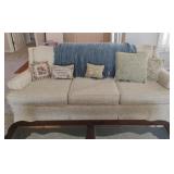 Custom Upholstered Sofa w/Toss Pillows & Throw