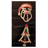 Vintage Rhinestone Christmas Brooches