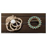 Sterling Brooch (missing pin on back) & Turquoise