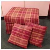 England Inc Ottoman with Matching Throw Pillows
