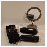 Calvin Klein and Fendi Eye Glass Cases, Gloves