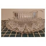 Glass Punch Bowl with Mugs and Ladle - 10