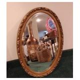 Vintage Beveled Oval Wall Mirror 27x18