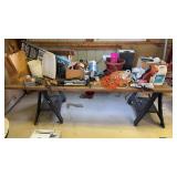 Garage contents Work Table W/ Saw Horses
