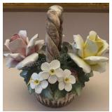 Porcelain Flower Basket  (Couple Small Chips)