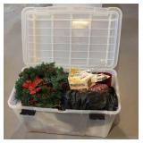Tote of Christmas Wreaths, Pillows & More