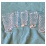 Indiana glass Co. Footed water glasses. 5 total.