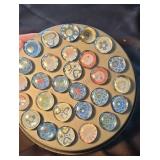 Handmade glass bead magnets. Metal pan not