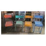 Vintage steel chairs. Stackable. In various
