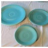 Turquoise Fiesta ware dishes. All pieces
