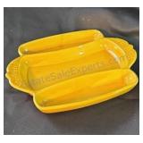 California Pottery three section relish tray.