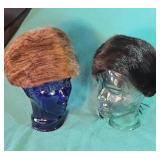 Vintage fur pill box hats. Display heads NOT