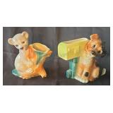 Vintage Copley ceramic animal planters. 1950