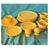 Yellow Fiesta ware dishes. All pieces pictured.