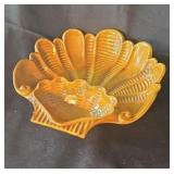 Yellow glazed shell appetizer bowl. 12x11.