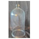 Large heavy glass display dome. 18x9