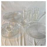 Anchor Hocking clear Manhattan pattern dishes.