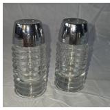 Hazel Atlas "Airko" ribbed glass salt and pepper