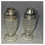 Hazel Atlas "Airko" ribbed glass salt and pepper