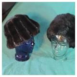 Vintage fur hats. Display heads NOT included