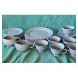 T.S.&T Lu-Ray blue pastel dishes.