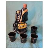 Vintage booze hound decanter and four shot