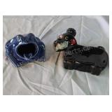 Frog and dog ashtrays. Small chip on the