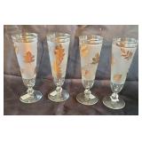 Vintage Libbey frosted gold leaf pattern pilsner