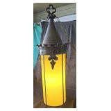 Large ceiling light. Opaque Glass with brass