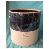 Vin Blue Star two-tone ceramic crock. Marked w