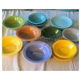 Assorted colorful bowls and plates. No markings.