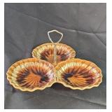 Mid-century 3-section relish dish with scalopped