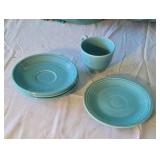 Bluegreen Fiesta ware dishes. All pieces