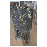 MCM TV tables with rack. Black with gold spatter