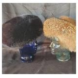 Vintage fur hats. Display heads NOT included.