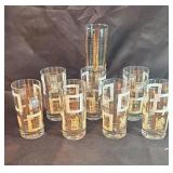 Mid-century glasses. Set of 7 plus 1 odd glass.