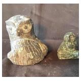 Wolf Original soapstone craved owls. Made in