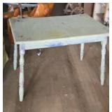 Country kitchen table. Green with hand painted