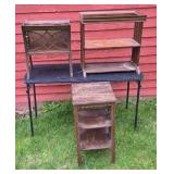 Two accent tables and a magazine rack.