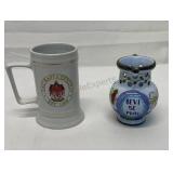 Ceramic puzzle jug made in Italy and a ceramic