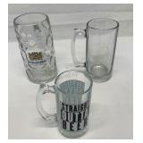 Glass beer steins.