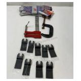 Gloves, clamps, and oscillating saw blades for