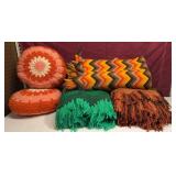 handmade retro crochet throw blankets & Pillows