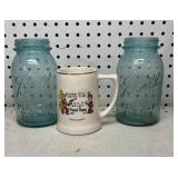 Vtg Ball canning jars and mug