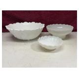 Assorted Milk Glass bowls