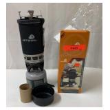 NIB Jet boil camp stove with gas bottle.