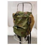 Vintage aluminum frame hiking pack.