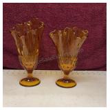 Vintage Amber Fenton Vases
